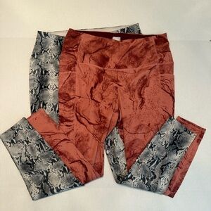 Chico's Zenergy So Slimming Leggings BUNDLE in Rose Swirl & Snakeskin Size L